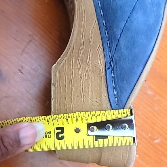 SANITA WOMEN'S DANISH CLOG BLUE LEATHER SLIP ON WEDGE HEEL SANDAL SIZE 41 US10.5 - Picture 13 of 13